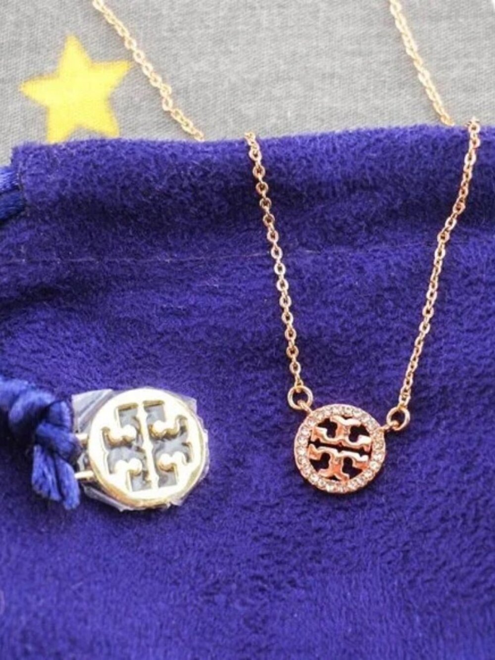 Tory Burch Miller Pavé Necklace Rose Gold